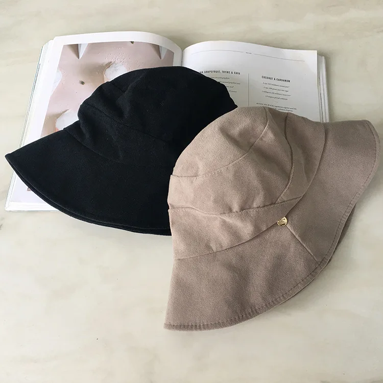 Flodable Замшевая сумка мешок шляпа широкополый Рыбак шапки осень зимняя женская