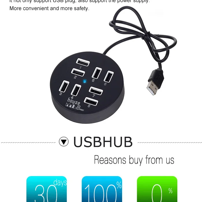 Micro usb-хаб 8 Порты высокое Скорость 2,0 Hub адаптер multi USB высокое Совместимость мини USB разветвитель для компьютерных аксессуаров