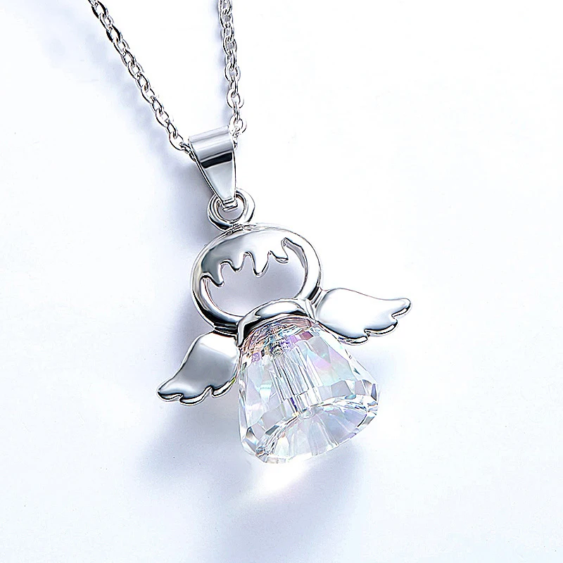 Перегородка милый ангел подвеска ожерелье кристаллы от Swarovski цвет серебро