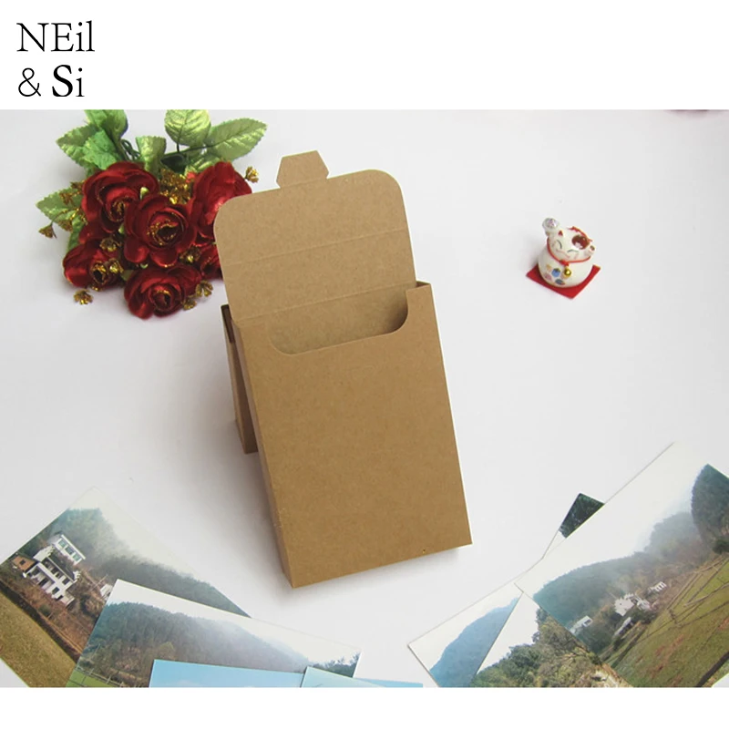 

Postcard Packaging Kraft Box Wedding Party Invitation Phone Accessories Paper Gift Boxes Natural Brown Free Shipping