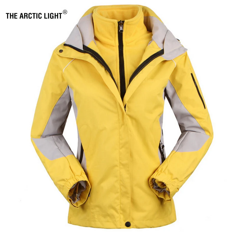 THE ARCTIC LIGHT Women's Skiing Jackets+Fleece Jacket Lady Outdoor Sports Coat Suit Warm Waterproof 2 in 1 Female Ski Wear Coat