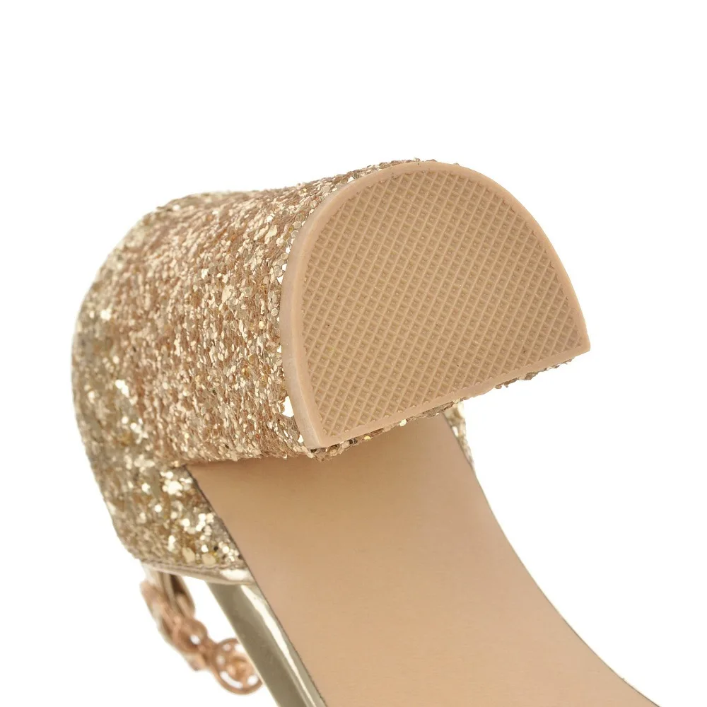 

2019 Fashion Gold Silver Ladies Big Size High Heel Sandals Women Summer Shoes Woman Chaussures Femme Ete Sandalias Mujer