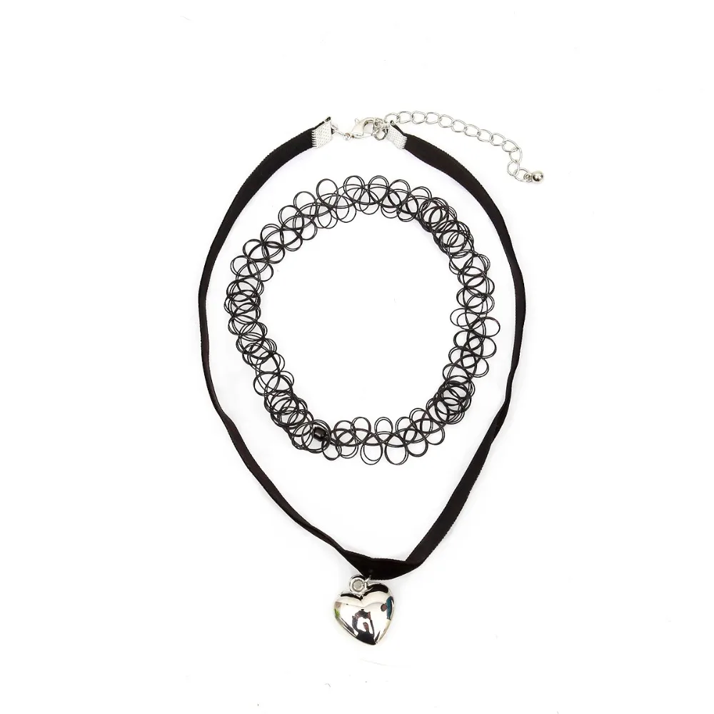 Черное ожерелье в виде крошечного сердца очаровательные готические ювелирные