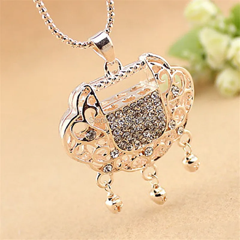 Корейский Новый Мода Hollow Горный Хрусталь Замок Долголетия Колокольчики Кулон