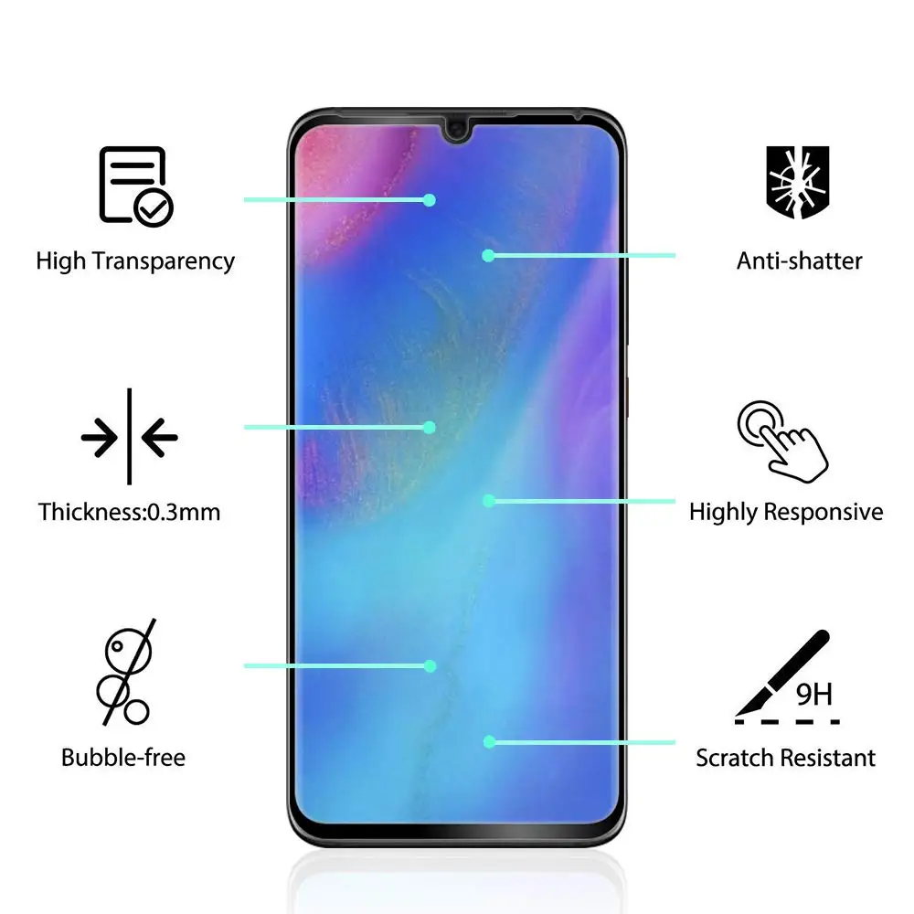 2 шт. закаленное стекло для Huawei P30 Lite Защитное экрана Защитная пленка телефона на