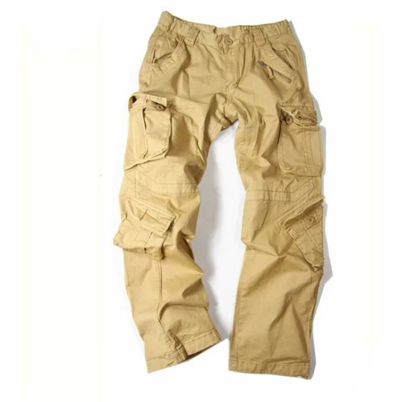 Autumn Winter Womens Military Loose Cargo Pocket Pants Casual Mid Rise Trousers Plus Size Casual Pants 32