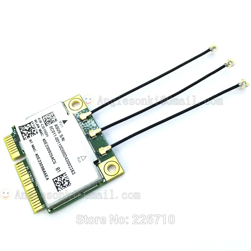 Мини карта PCI E Azurewave 1300 Мбит/с для антенн 802 11 abgn/11ac Wi Fi + BT Bluetooth 4 0 Broadcom BCM94360HMB 3X с