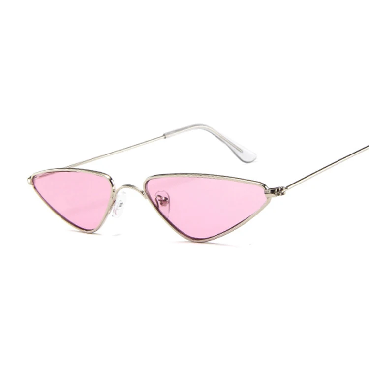 SilverPink Милые сексуальные женские солнцезащитные очки кошачий глаз, Женская Металлическая оправа, Модные Винтажные Солнцезащитные очки для женщин UV400 - Цвет линз: SilverPink