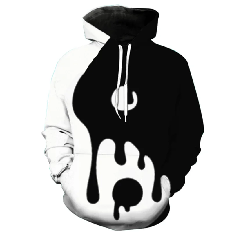 Cloudstyle 3D толстовки для мужчин Инь Ян полный принт черный белый простой модный