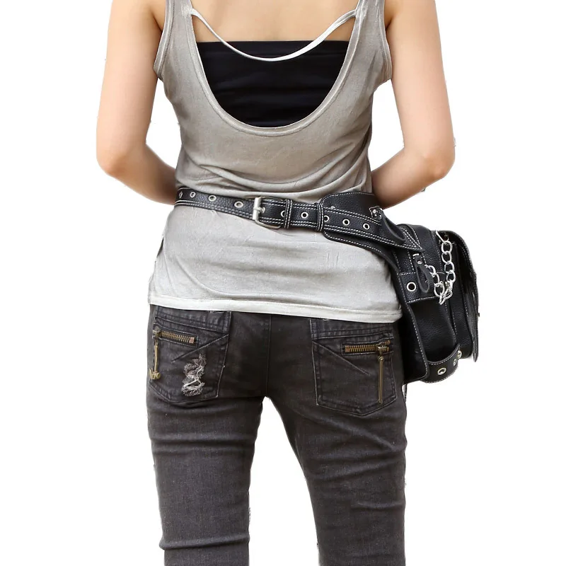 Сумки стимпанк готические поясные сумки Ретро Рок кожаные женские модные