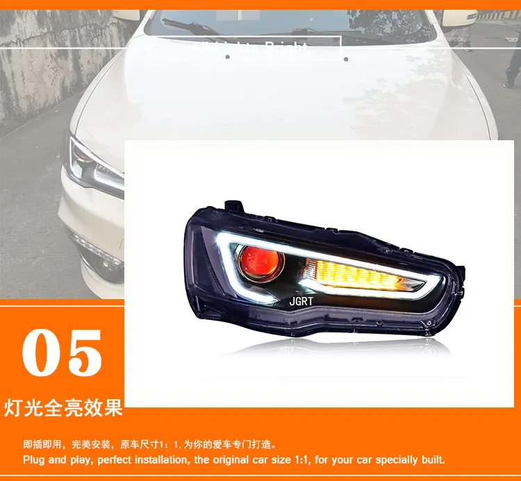 2 шт. светодиодный фары для Mitsubishi Lancer-ex 09-16 Автомобильный светодиодный фонарь двойной ксеноновый Объектив Автомобильные аксессуары дневные ходовые огни