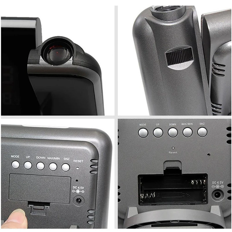 Черный ЖК-дисплей проекции светодиодный Дисплей Время цифровые часы-будильник