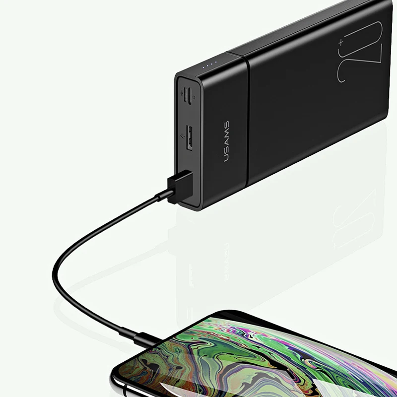 USAMS Универсальный двойной USB большой емкости внешний аккумулятор 20000 мАч Внешний аккумулятор портативный телефон зарядное устройство Внешний аккумулятор мобильный телефон зарядное устройство