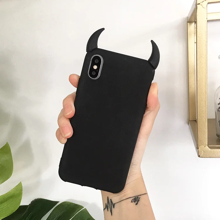 Мягкий силиконовый черный красный чехол S10 S9 S8 Devil Horns Demon Angle Cover для Samsung galaxy A10 A20E A30