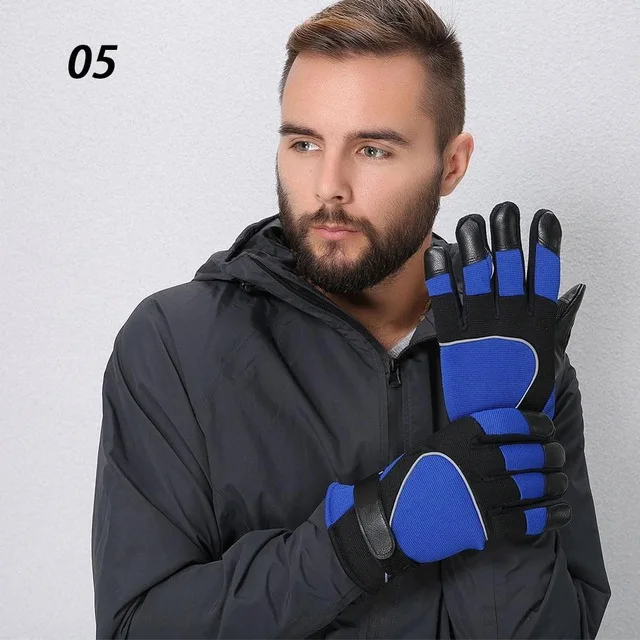 Blue Black Facecozy мужские зимние уличные противоскользящие лыжные перчатки светоотражающие полосы флисовые ветрозащитные перчатки для сноуборда спортивные перчатки для пешего туризма - Цвет: Blue Black