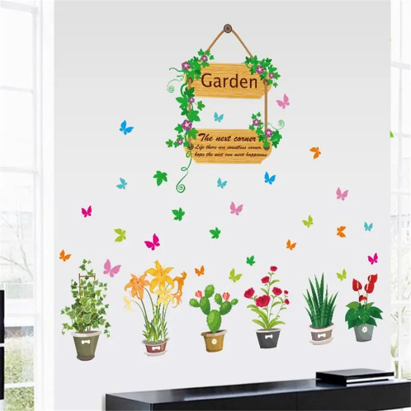 IDFIAF свежие цветы в горшке настенные наклейки для гостиной спальни входные двери