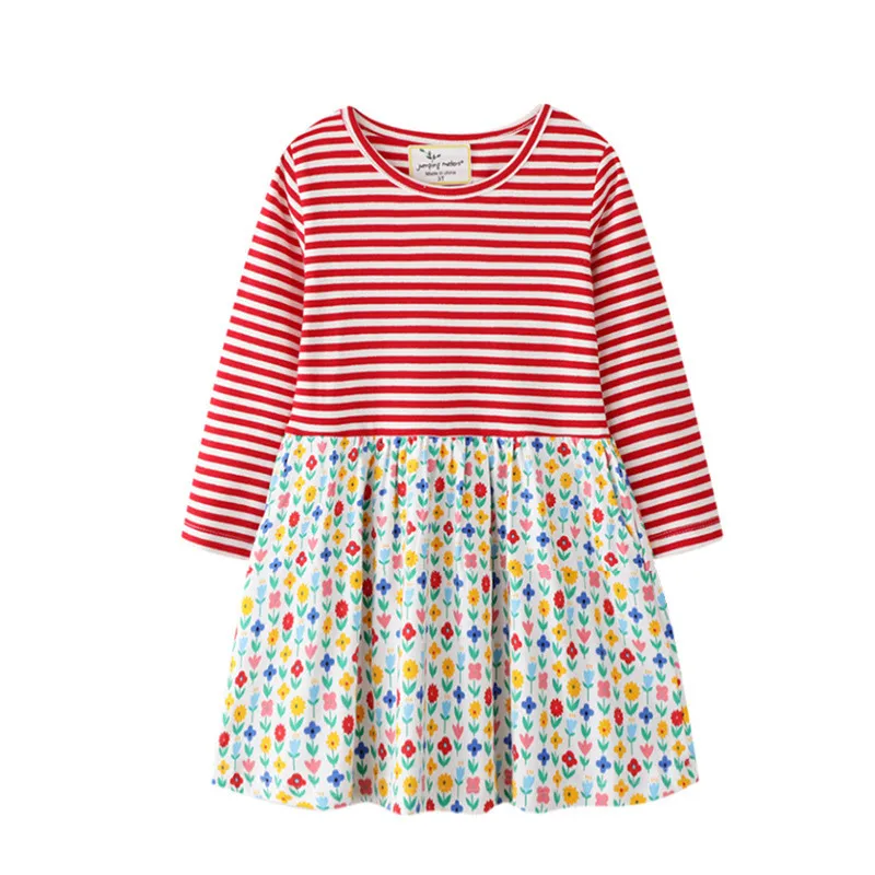 Jumping Meters Girls Dress Long Sleeve Kids Flower Dresses Children Vestidos Autumn For Clothing | Детская одежда и обувь