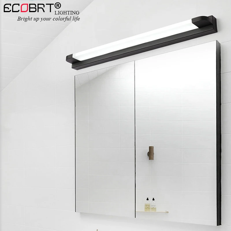 Black ECOBRT современный зеркальный свет led ванная комната тщеславие настенный светильник макияж туалетный столик с зеркалом шкаф лампа черный/белый цвет - Цвет абажура: Black