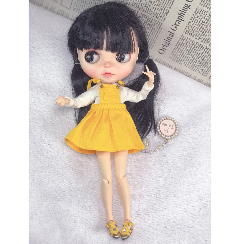 12 дюймовая Одежда для кукол желтое платье на подтяжках с юбкой вечеринки Blythe Azone