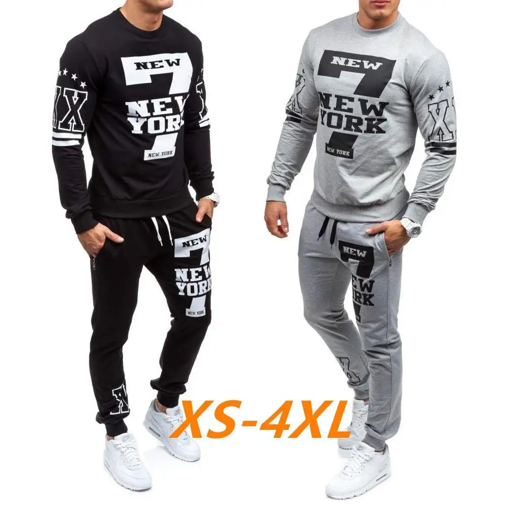 2018 новый мужской модный комплект из 2 предметов: толстовка и спортивные штаны XS-4XL
