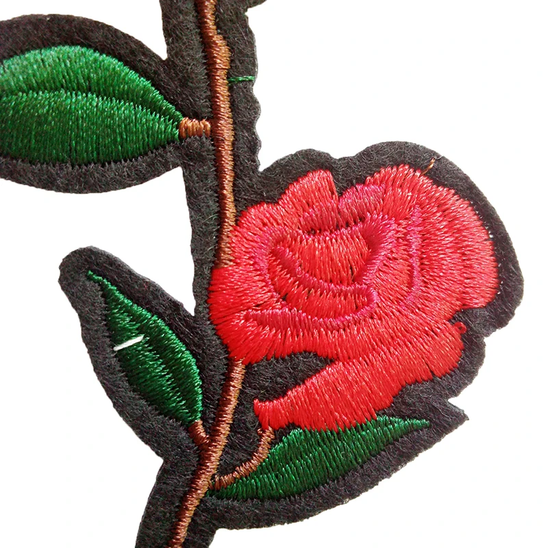 10 шт. вышитые цветы патчи красная роза аппликация для железа на одежде шитье