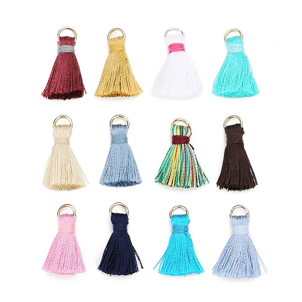 

Wholesale 30pcs/lot Mixed Colors Polyester Tassels Fringe Pendants 20-25mm fit Earrings Necklace Keychain DIY Jewelry Finding