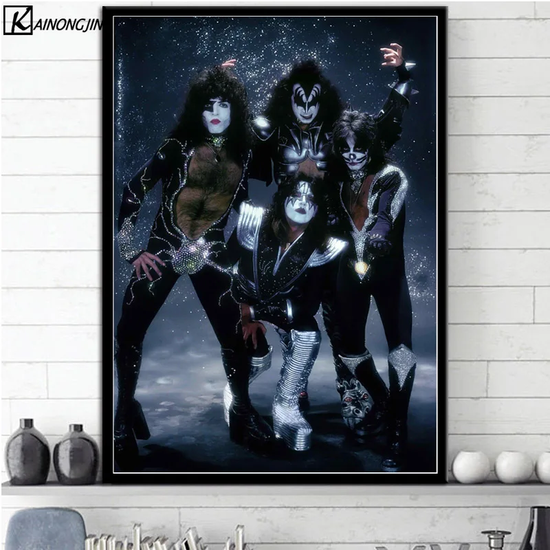 Художественный плакат Kiss Band плакаты и печать, Картина Настенная живопись на холсте украшение дома комнаты