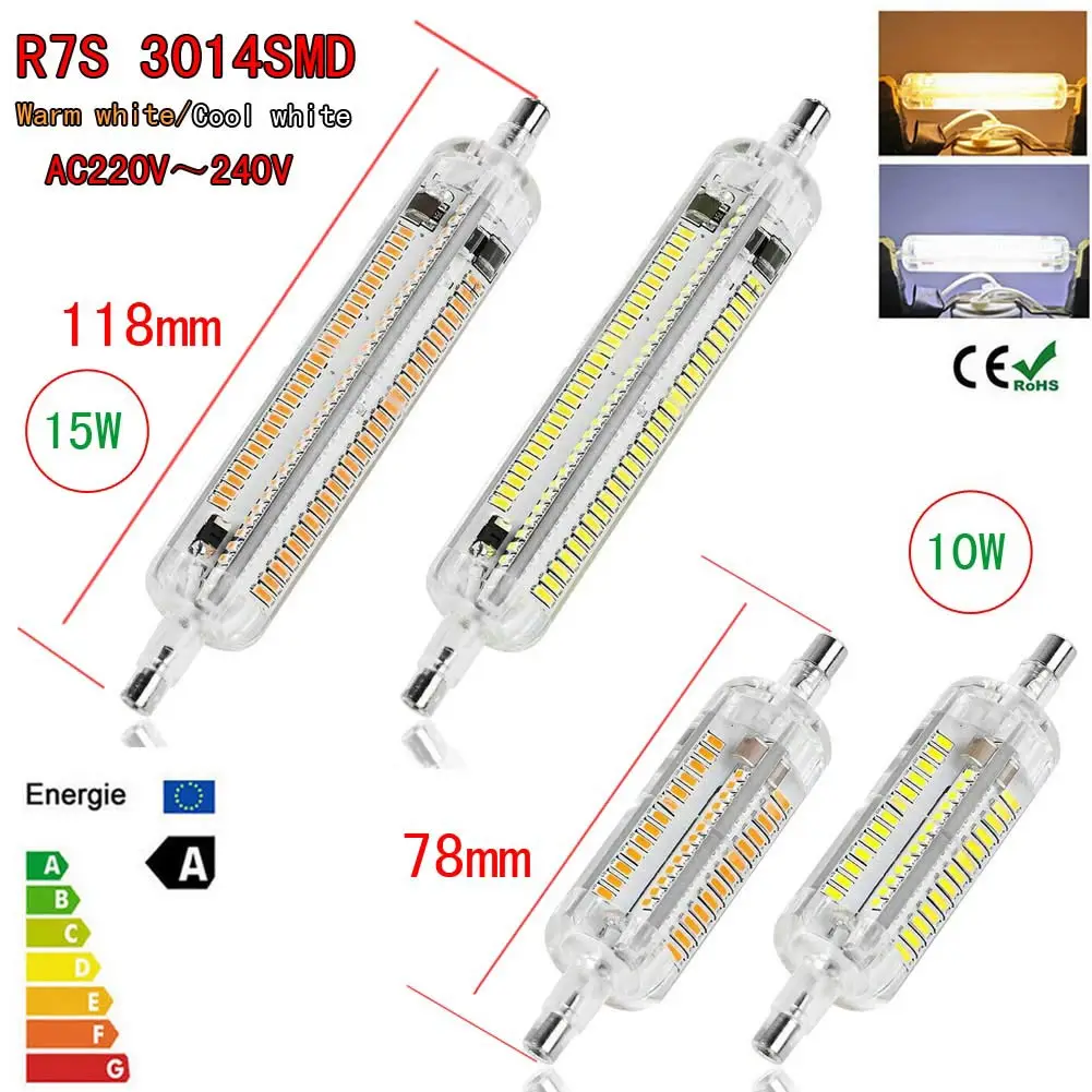 Hot Selling 3014 SMD R7S LED Horizontal Plug Corn Light Silicone Lamps 10W/15W AC220V-240V | Лампы и освещение
