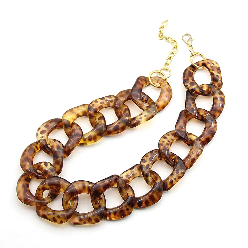 Женское винтажное акриловое ожерелье-чокер длинная цепь с крупными звеньями