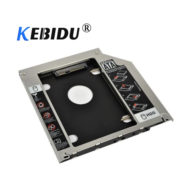 

Kebidu 9,5 мм второй HDD Caddy 2nd SATA 2,5 "Корпус для жесткого диска SSD для Apple Macbook Pro A1278 A1286 A1297 CD ROM Оптический