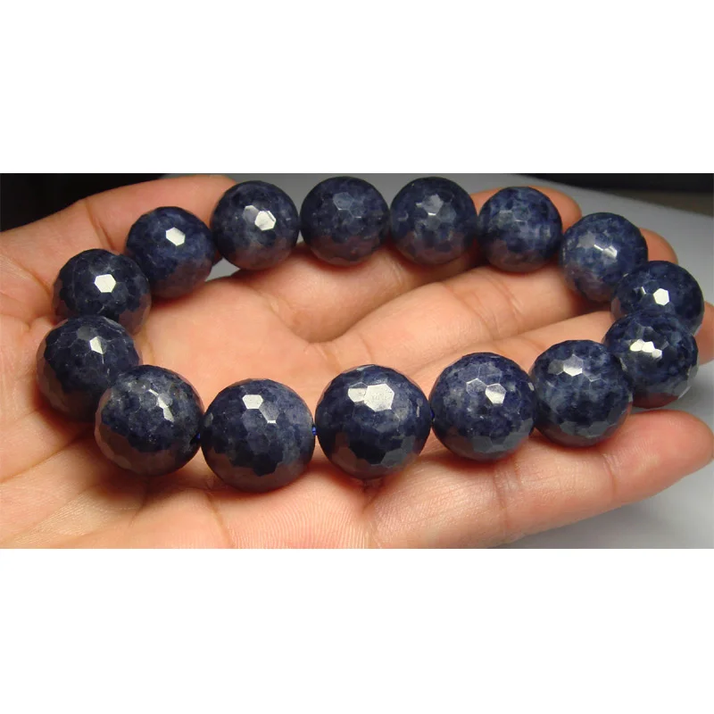 Бесплатная доставка натуральный синий сапфир готовый растягивающийся браслет