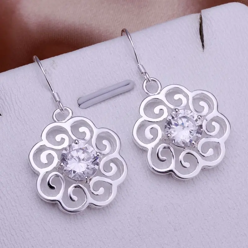 Wholesale 925 Silver Earrings drop Earring flower Fashion crystal jewelry for women | Украшения и аксессуары