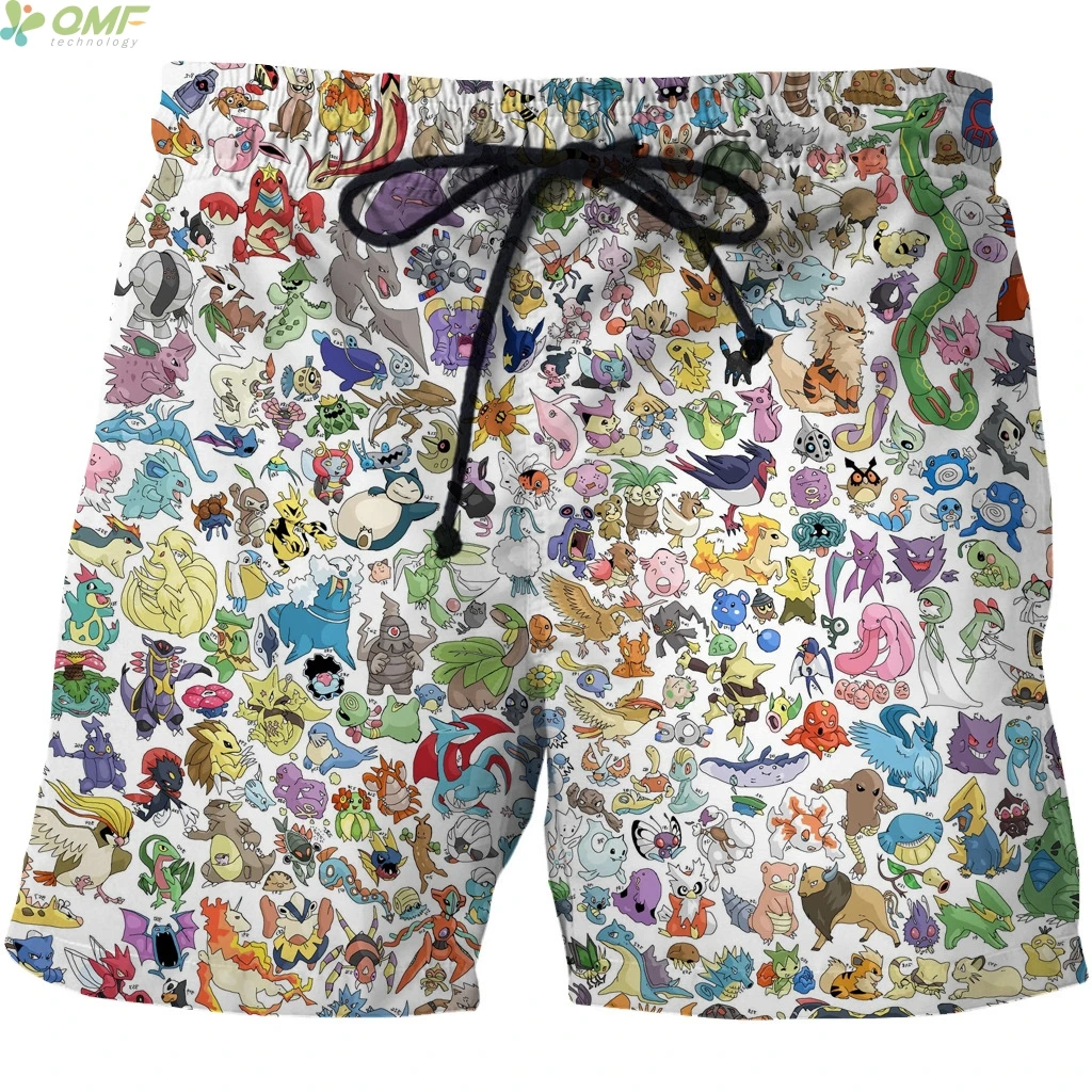 Повседневные Шорты с принтом Покемон Модные дышащие шорты Пикачу мужские