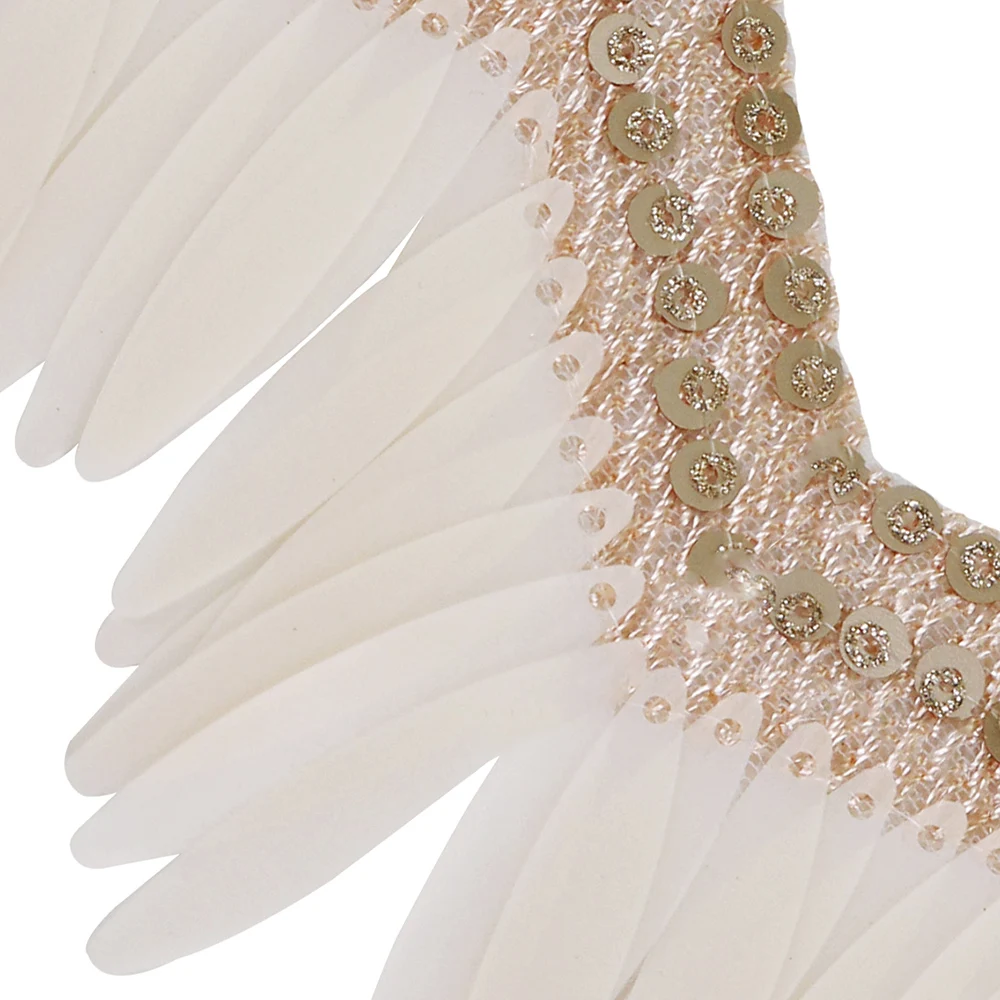 5 ярдов отделка бисером пайетки кружевная Лента ткань платье воротник рукав
