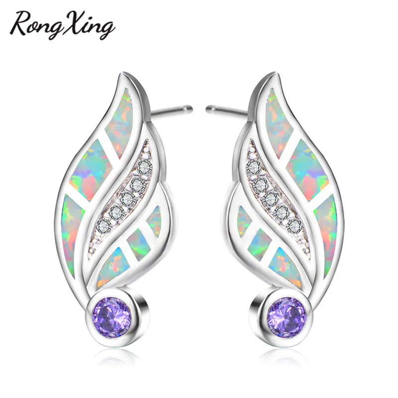Голубые/белые серьги подвески RongXing с огненным опалом счастливое Крыло ангела