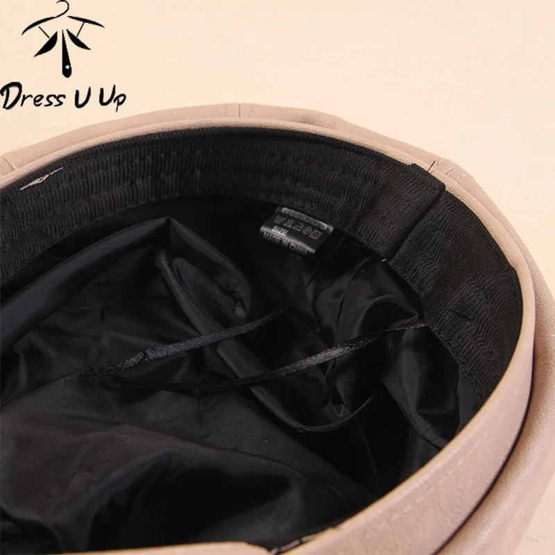 DRESSUUP Кожаная шапка, однотонная весенне-осенняя восьмиугольная кепка, Женский художественный Ретро берет, бейсболка, шапка, чёрный берет Femme