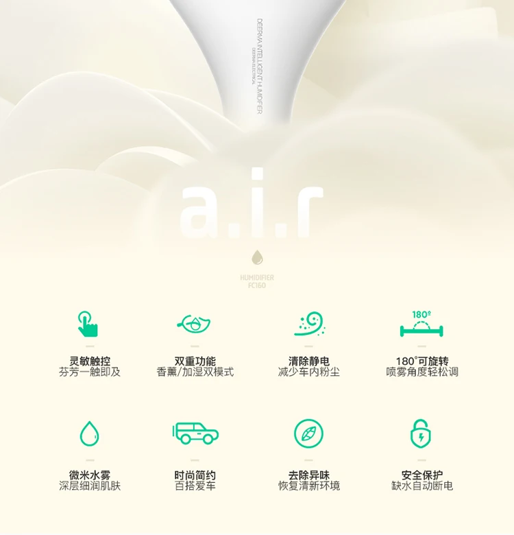 Xiaomi mijia deerma Арома диффузор увлажнитель автомобиля Жасмин эфирные масла Портативный Автомобильный увлажнитель воздуха прохладный туман очиститель в автомобиле
