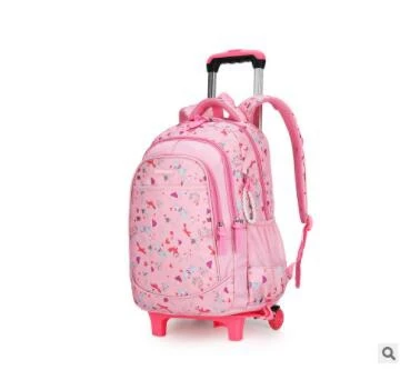 2 wheels pink Детский Школьный рюкзак с колесами, Детские рюкзаки на колесиках, Детская сумка на колесиках для девочек, дорожный Рюкзак-тележка сумка для детей - Цвет: 2 wheels pink