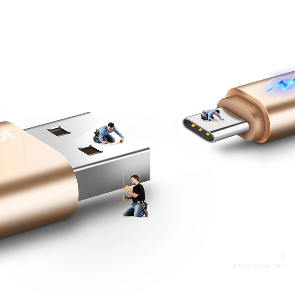 Металлический нейлоновый Плетеный светодиодный индикатор Type-C кабель для