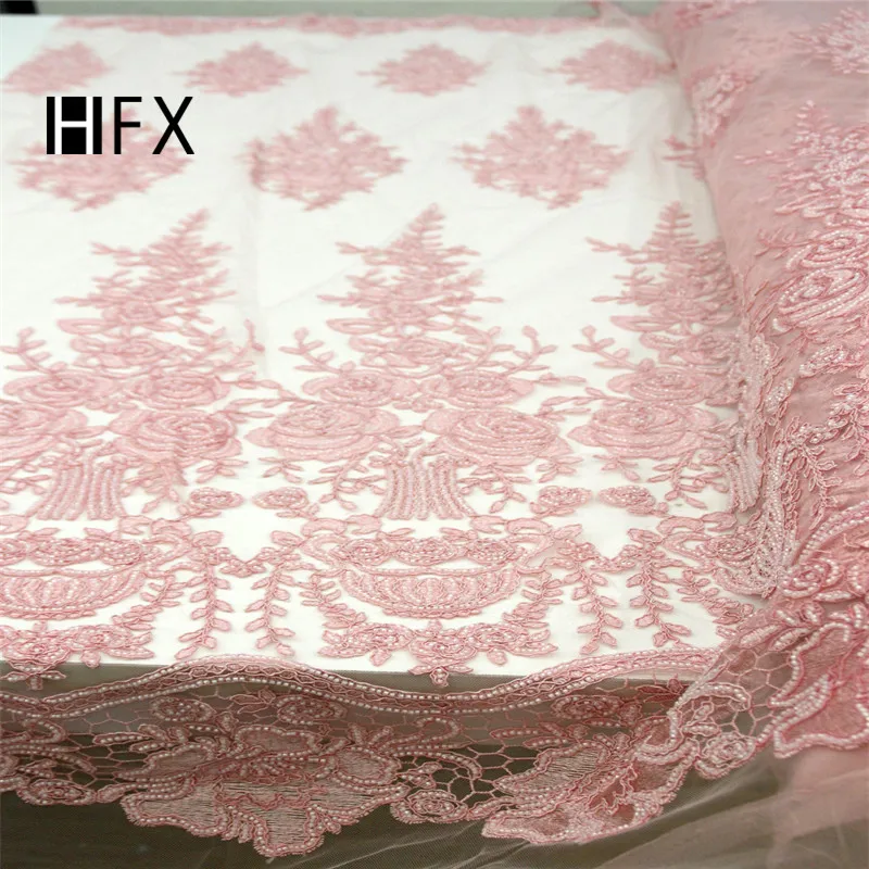 HFX африканская Ткань кружево фиолетовая вышивка французское для свадебной