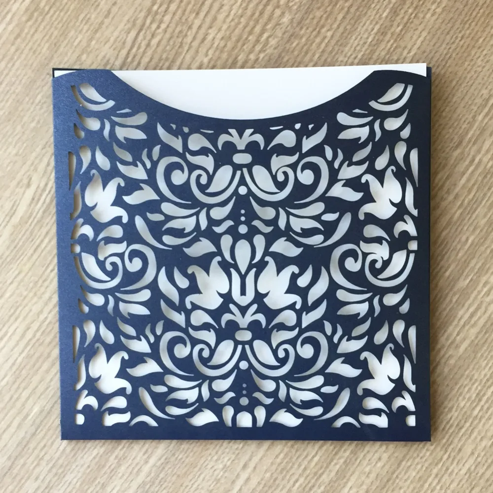 

50pcs Laser Cut Hollow Out Flower Wedding Invitation Cards Event&Party Supplies Greeting Blessing Card
