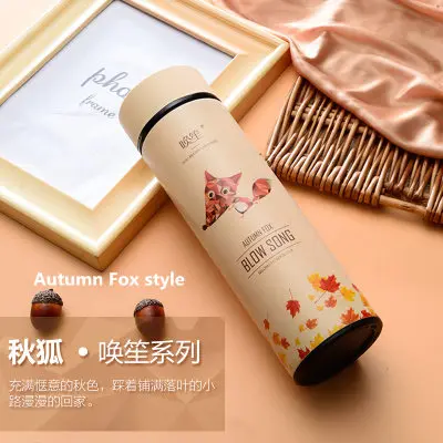 Autumn Fox style Модный бренд BLOW SONG решетки серии узор дизайн тепловой воды чашки супер изолированные термосы костюм для чайного молока - Цвет: Autumn Fox style