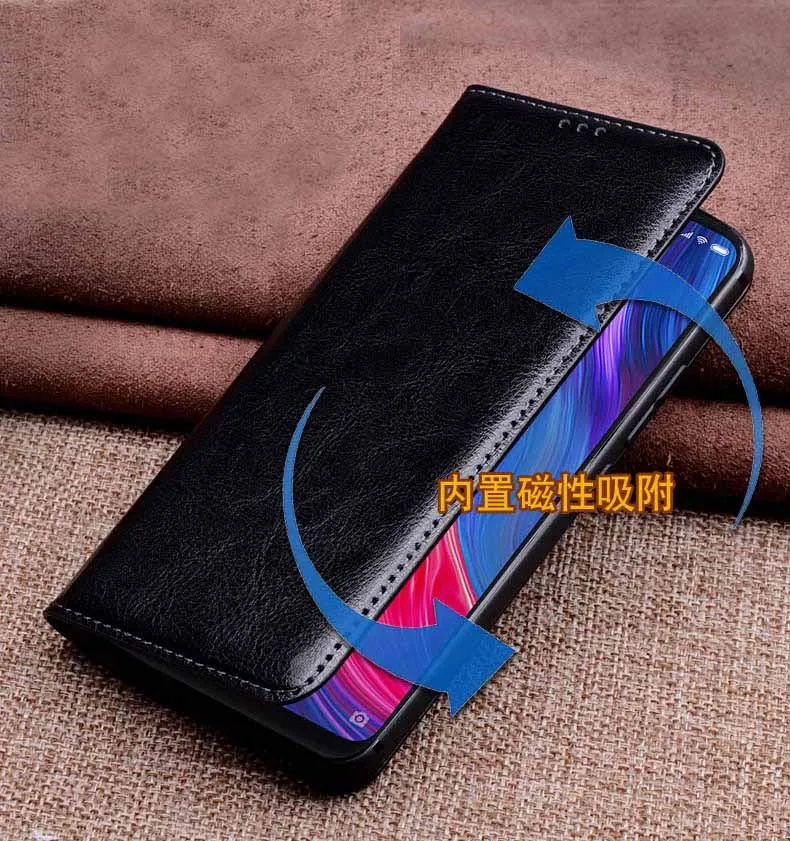 Для Xiaomi Redmi Note 7 чехол из натуральной кожи откидная крышка ТПУ ударопрочный для