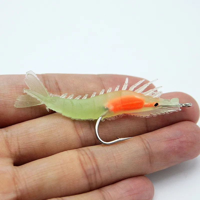 1 шт. световой силиконовая креветки приманку крючка рыболовные снасти случайный