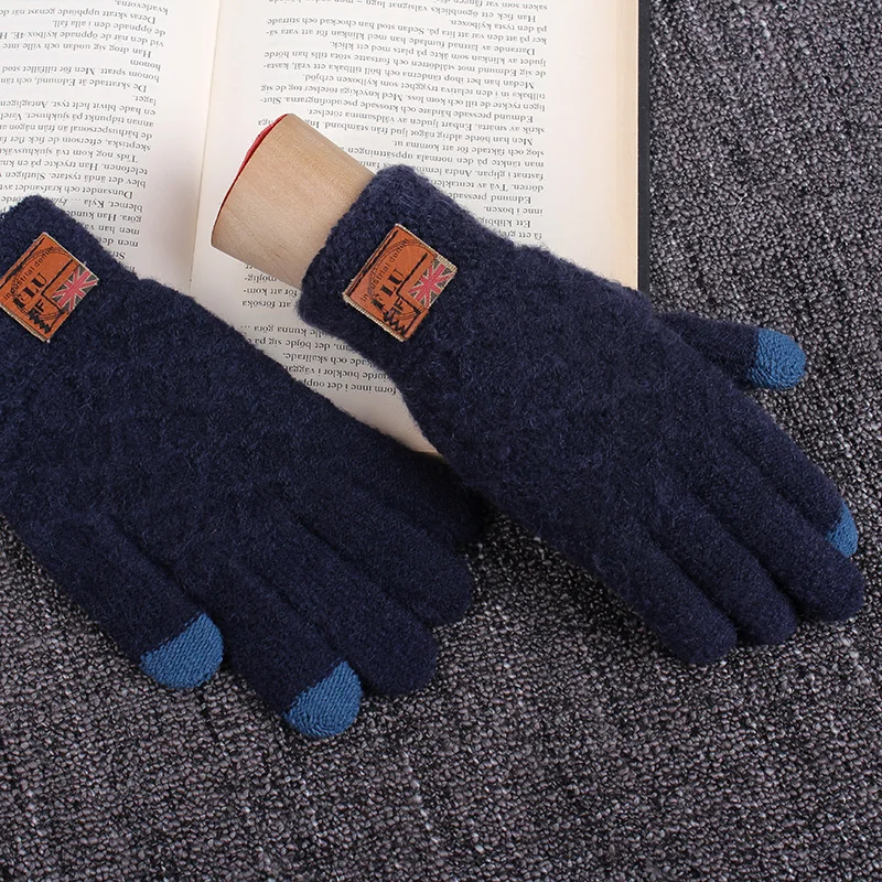 Мужские зимние перчатки REALBY без пальцев для смартфона кофейные экрана теплые рук