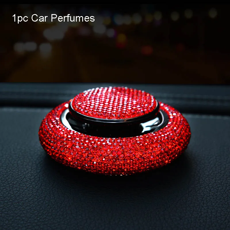 1pc Car Perfume Красный горный хрусталь, аксессуары для салона автомобиля для женщин, Алмазный чехол на руль, кристалл, автомобильный держатель, брелок, коробка для салфеток - Название цвета: 1pc Car Perfume