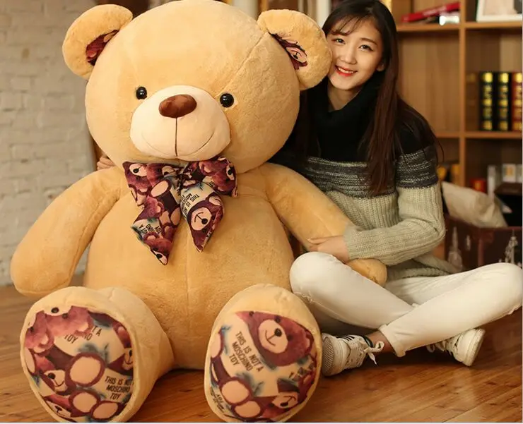 

stuffed plush toy large 140cm light brown teddy bear bowtie bear soft doll hugging pillow Christmas gift s2435