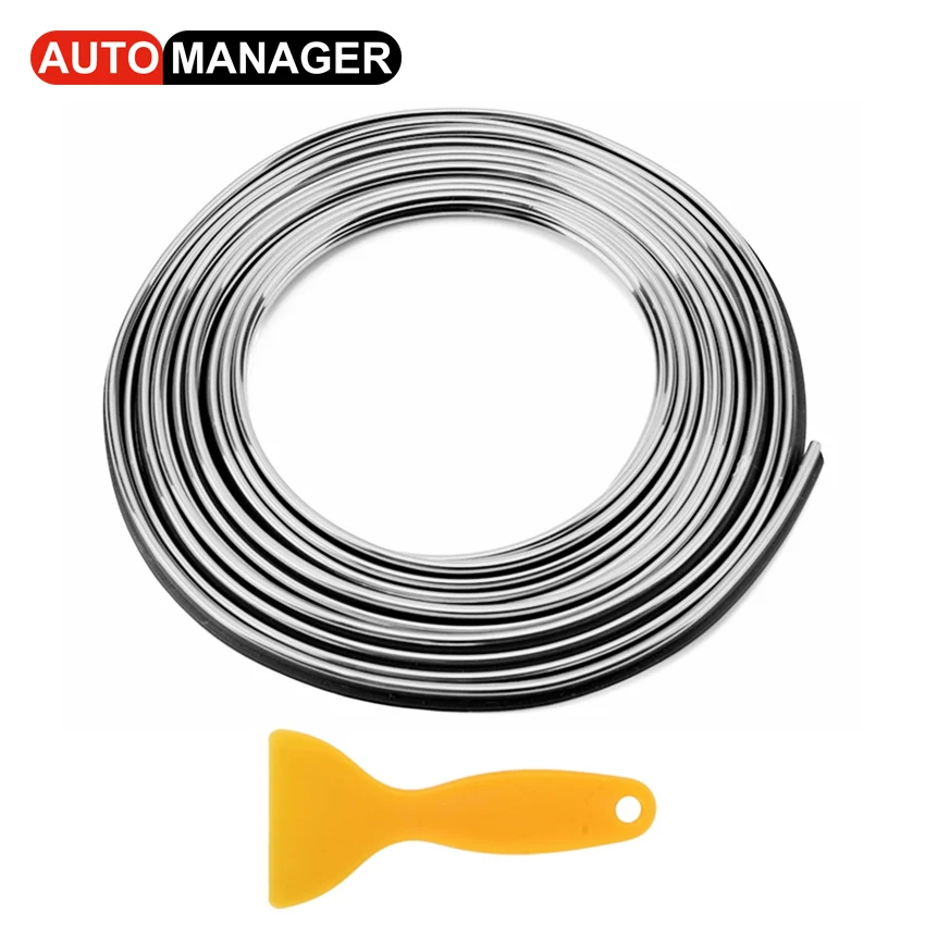 Plating Silver Декоративные полосы, Формовочная отделка для автомобильной двери, приборной панели, воздуховод, декоративная линия, автомобильные аксессуары, интерьер - Название цвета: Plating Silver