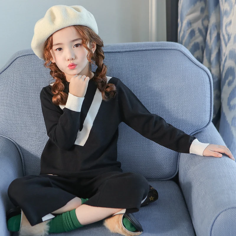 От 4 до 13 лет-подростков модная одежда для девочек Костюмы комплект осенние