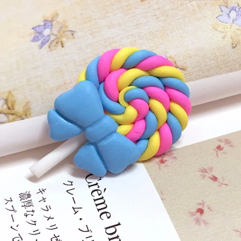 Tanduzi оптовая продажа 100 шт Kawaii Радуга Полимерная глина леденец ручной работы бант